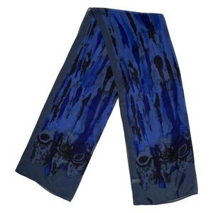 YSL Blue and Black Abstract Paisley Scarf